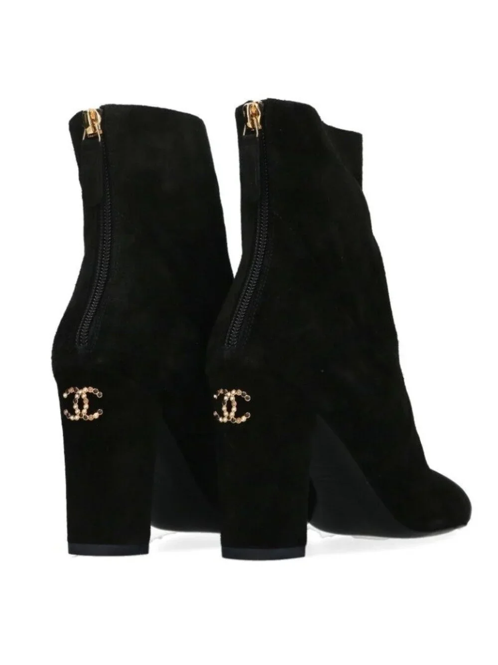 Chanel G45900 B17982 Suede Cuffskin Back Zip Heel Boots Women's 36.5